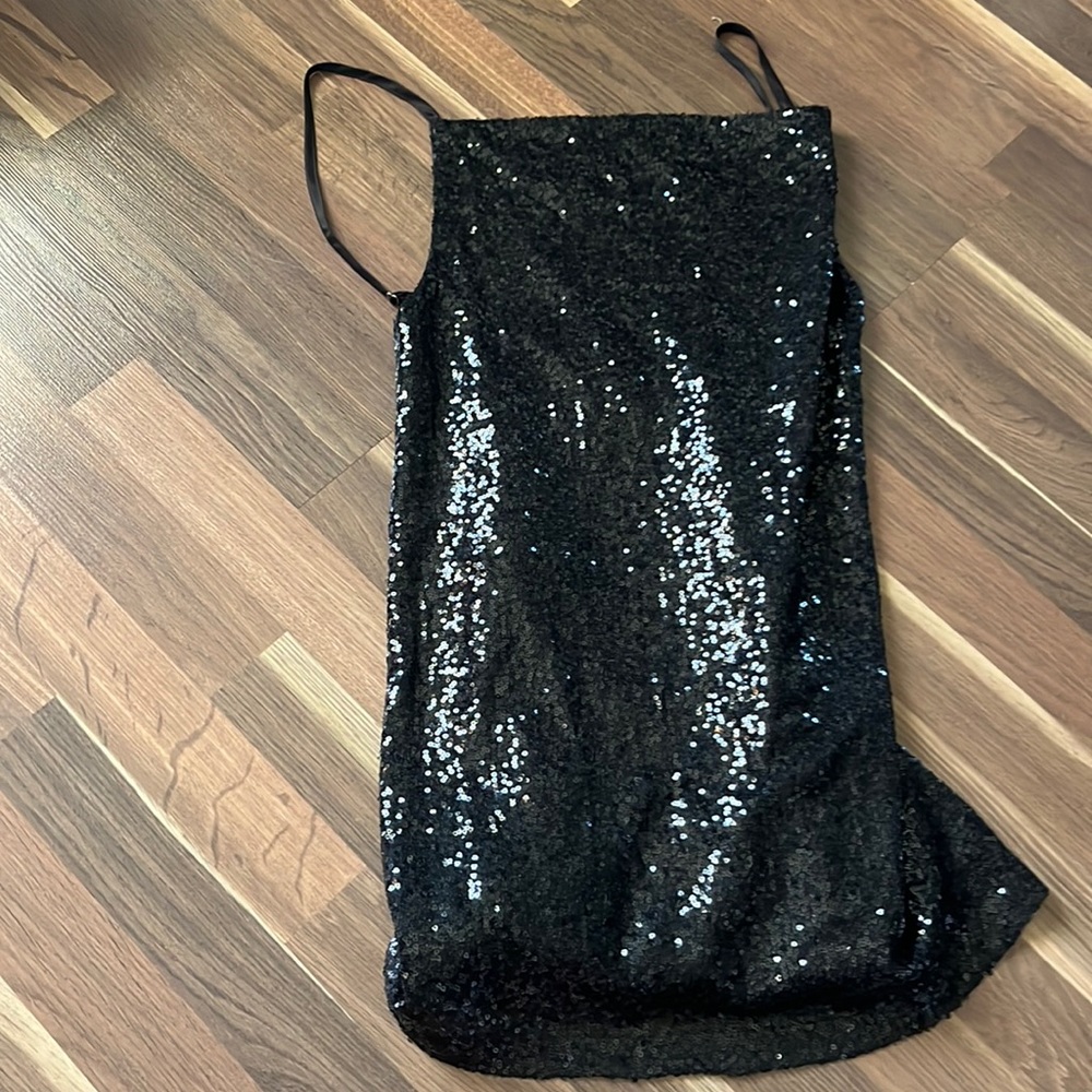 Black sequin mini dress